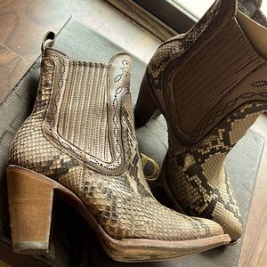 Beautiful Cuadra Python Leather Booties.